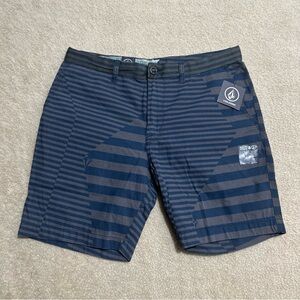 VOLCOM STONE GRAPHITO SHORTS Men’s Sz 30 Blue Gray Stripe Casual Walking NWT NEW